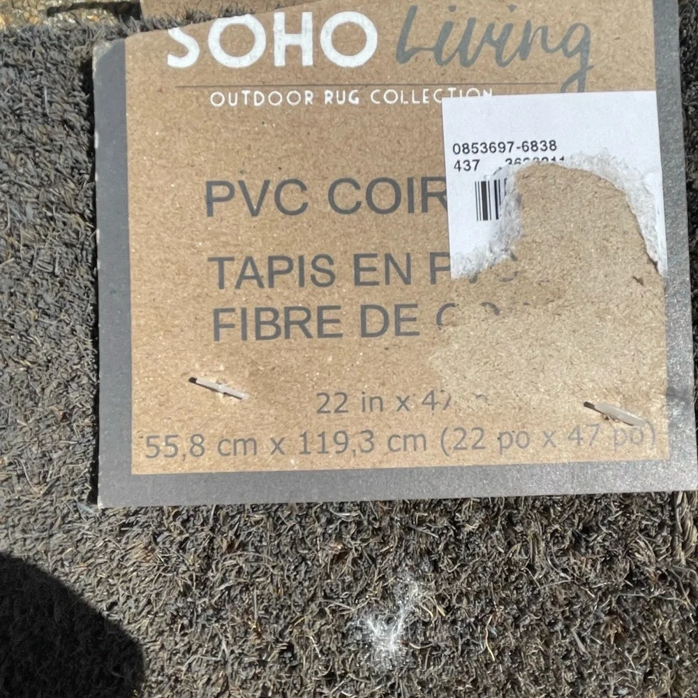 SOHO Living “HELLO” Natural Coir 22x47” Outdoor Decorative Doormat NWT